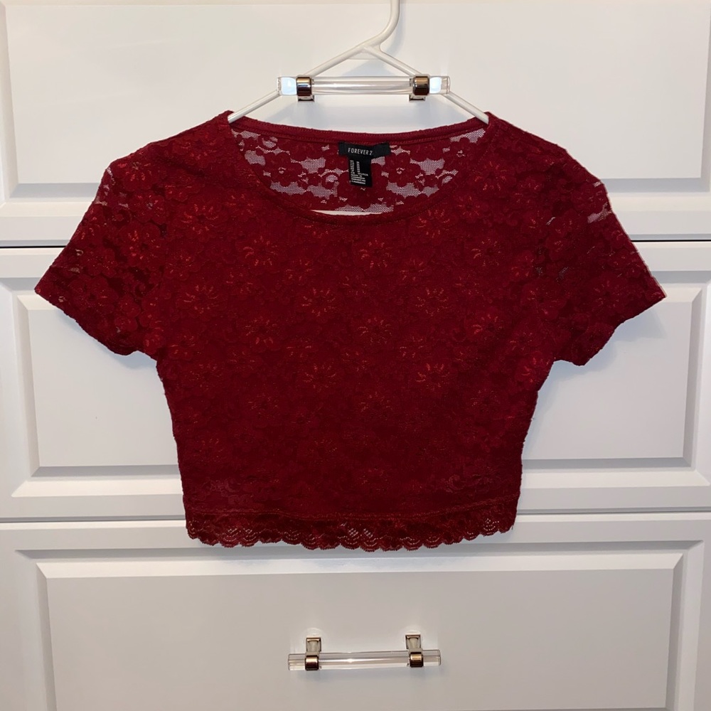 Maroon Floral Crop Top